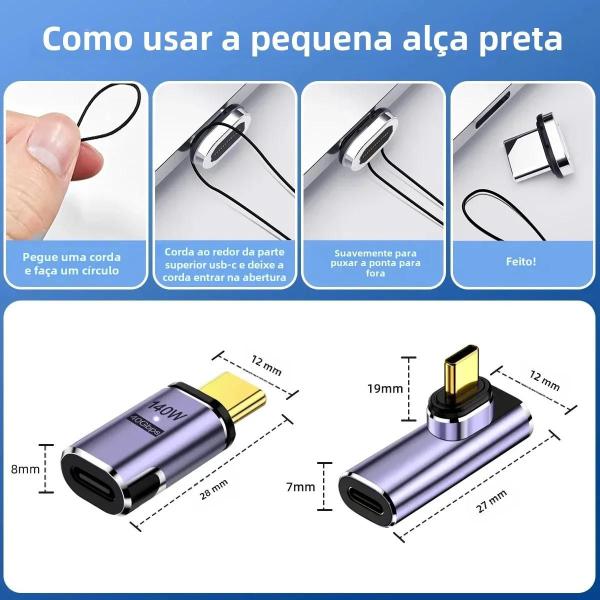 Imagem de Cabo USB-C para USB-C Thunderbolt 3 - 40Gbps, Carga Rápida 140W PD, 8K 60Hz