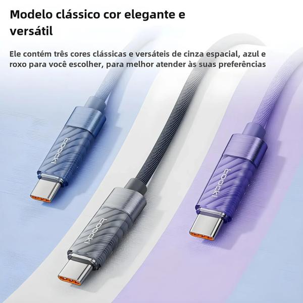 Imagem de Cabo USB-C para Xiaomi e MacBook - Carregamento Rápido 100W PD - Transparente