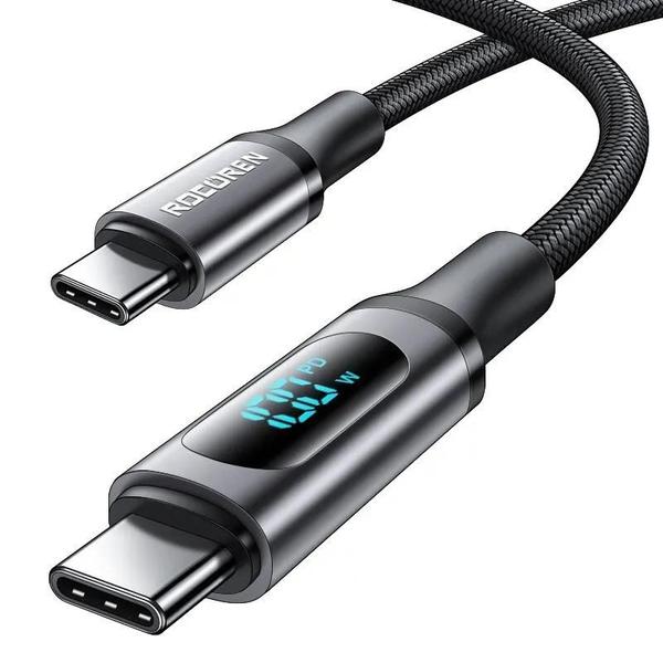 Imagem de Cabo USB-C PD 100W com Display LED - Carregamento Rápido 5A (2m) - Compatível com Macbook, Xiaomi, Poco e Samsung