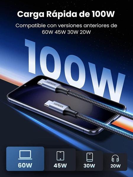 Imagem de Cabo Usb C Pd 100W Tipo C Rápido Quick Charge 4.0 Turbo (2M)