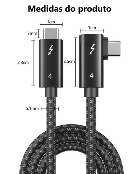 Imagem de Cabo USB-C Thunderbolt 4 40Gbps 90 8K 60Hz PD 100W 2 Metros