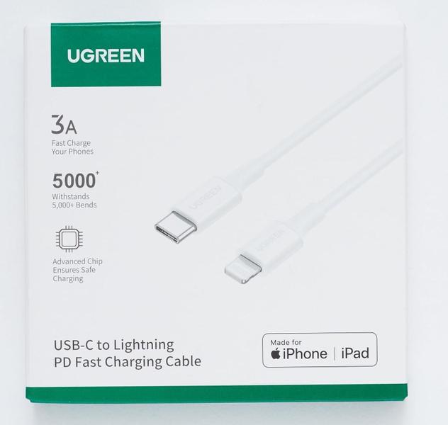 Imagem de Cabo Usb C Ugreen Rápido Pd 20W Tipo C (Mfi) 1M, (Branco)