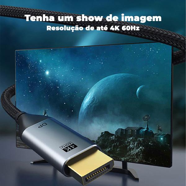 Imagem de Cabo USB C x DisplayPort 1.2 4K 60Hz Notebook 3m CableTime