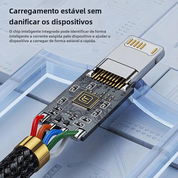 Imagem de Cabo USB de Alumínio para iPhone e iPad - Carregamento Rápido