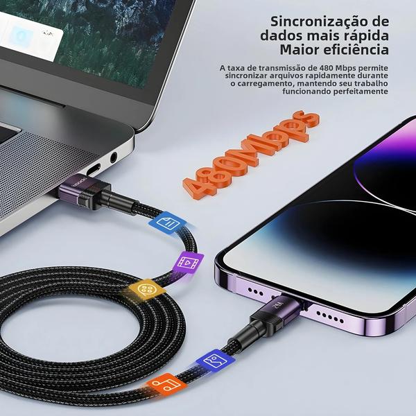 Imagem de Cabo USB de Alumínio para iPhone e iPad - Carregamento Rápido