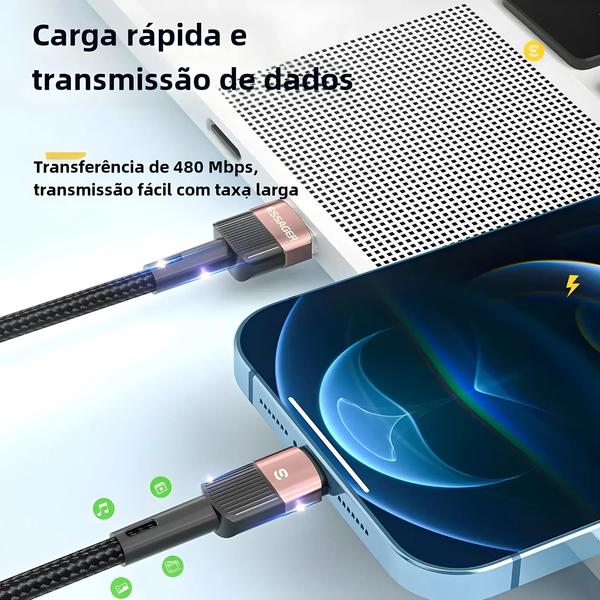 Imagem de Cabo USB de Carregamento Rápido 24A para iPhone - Compatível com Diversos Modelos