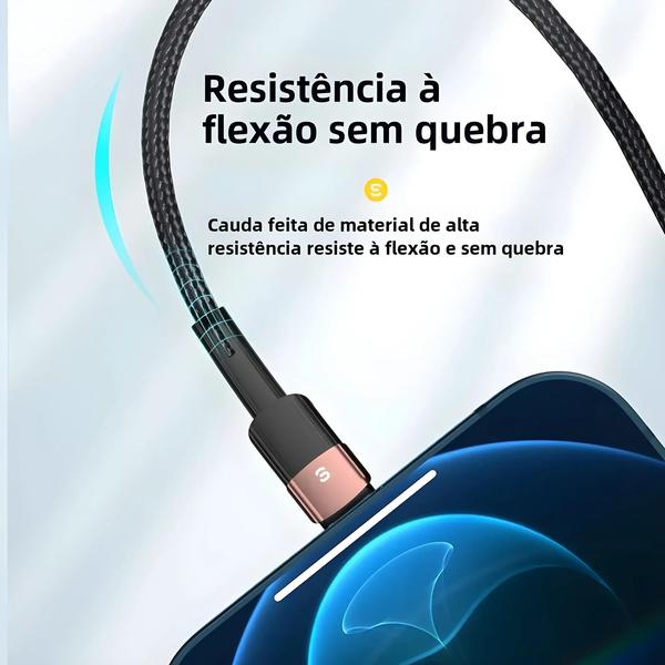 Imagem de Cabo USB de Carregamento Rápido 24A para iPhone - Compatível com Diversos Modelos