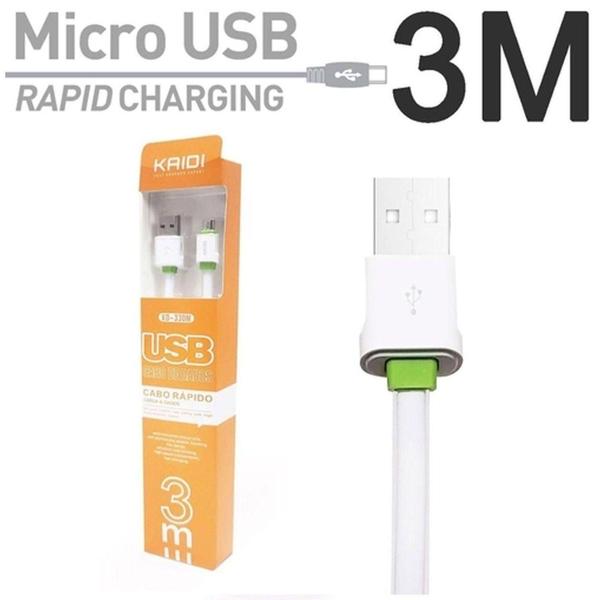 Imagem de Cabo Usb Kaidi 3Metros 2a Micro Usb Branco - KD-330M