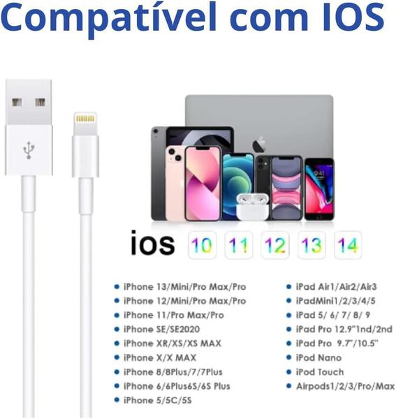 Imagem de Cabo USB Lightning Carregamento Rápido Cabo de Dados Reforçado Compatível Para Iphone PREMIUM