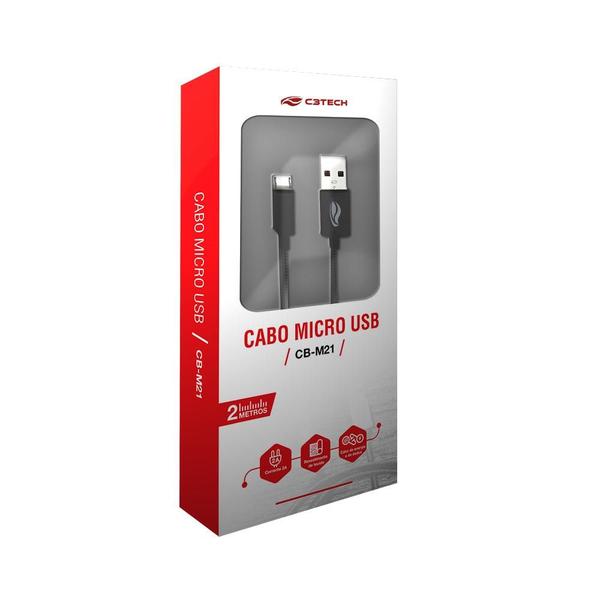 Imagem de Cabo USB-MICRO USB 2Metros 2Ampers CB-M21BK C3Tech