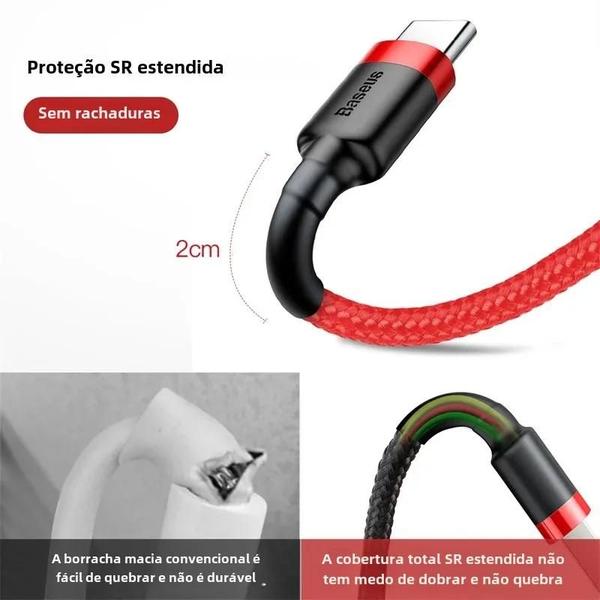 Cabo USB Tipo C Baseus - Carga Rápida 3.0 para Xiaomi, Samsung S20 e S10 Imagem de Cabo USB Tipo C Baseus - Carga Rápida 3.0 para Xiaomi, Samsung S20 e S10