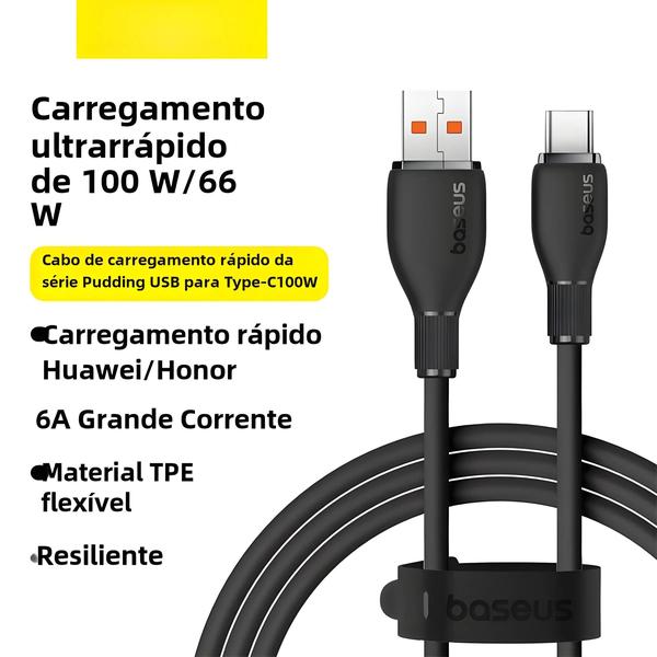 Imagem de Cabo USB Tipo C Baseus - Carregamento Rápido para Xiaomi, Samsung e Huawei