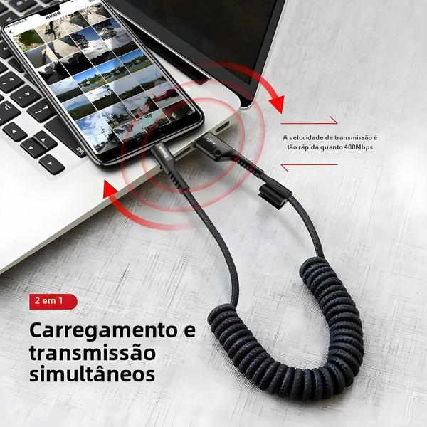 Cabo USB Tipo C Baseus Telescópico - Carregamento Rápido para Carro (Samsung, Xiaomi, Redmi) Imagem de Cabo USB Tipo C Baseus Telescópico - Carregamento Rápido para Carro (Samsung, Xiaomi, Redmi)
