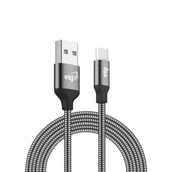 Imagem de Cabo USB Tipo-C Cinza Inox Blindagem Extra 1m - ELG