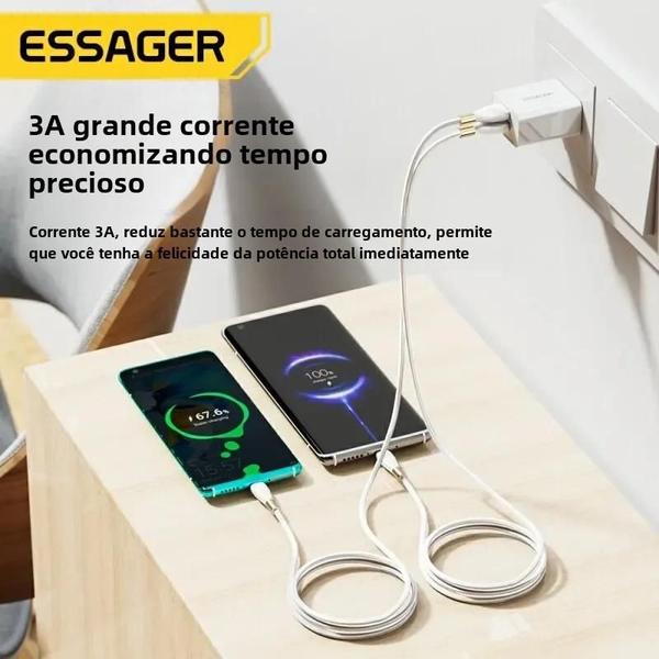 Imagem de Cabo USB Tipo C de Carregamento Rápido 3A - Xiaomi, Redmi, Samsung, Huawei e Outros