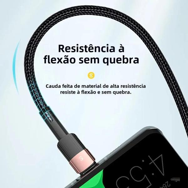 Imagem de Cabo USB Tipo C de Carregamento Rápido 6A (66W) - Compatível com Huawei P40/P30 e Samsung S21