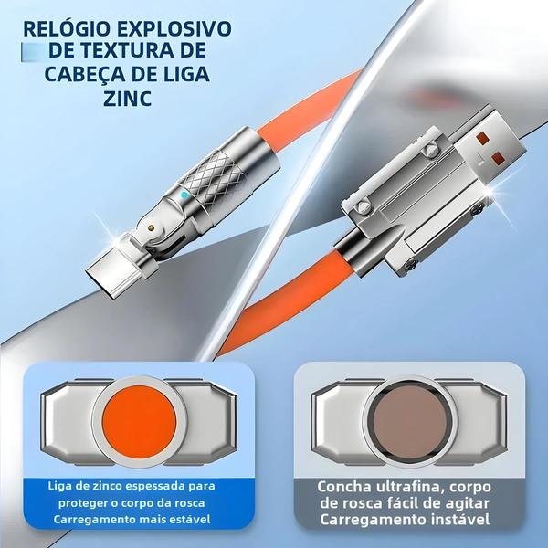 Imagem de Cabo USB Tipo C de Silicone Líquido - Carregamento Super Rápido 120W - 180°