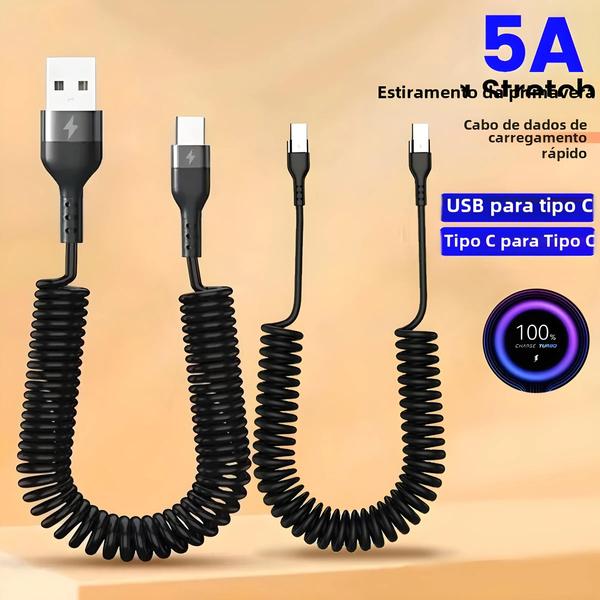 Imagem de Cabo USB Tipo C para Carregamento Rápido (66W/5A) - Xiaomi, Redmi, Huawei e iPhone