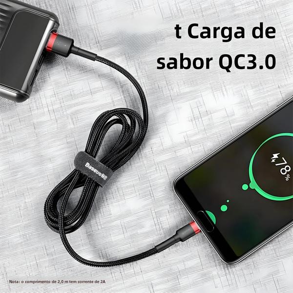 Imagem de Cabo USB Tipo C para Carregamento Rápido - Compatível com Huawei, Honor, Xiaomi, Samsung e Baseus