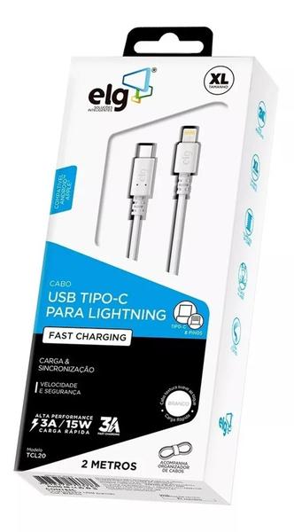 Imagem de Cabo Usb Tipo C Para Lightning 8 Pinos 2 Metros Tcl20 Elg