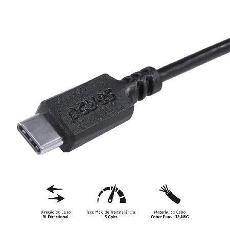 Imagem de Cabo Usb Tipo C Para Micro Usb B 3.0 1m Preto - P3ucmbp-1