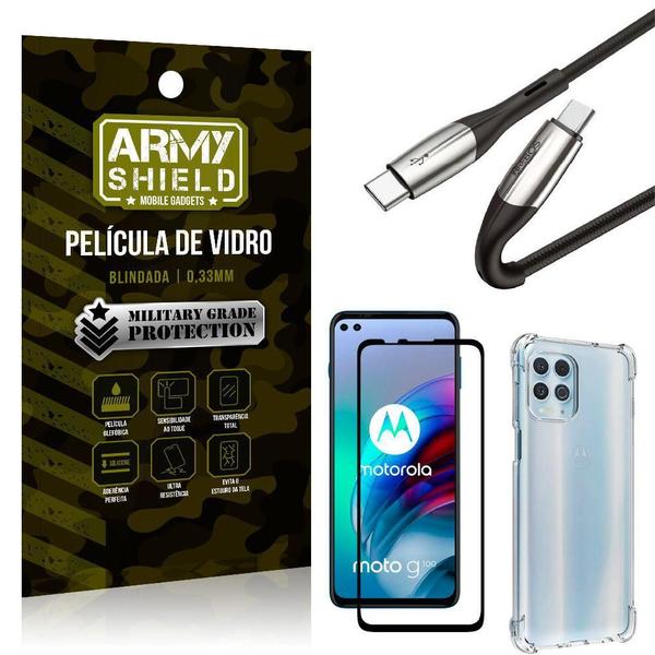 Imagem de Cabo Usb Tipo C Para Usb-C Hs-167 Moto G100+Capa+Película 3D