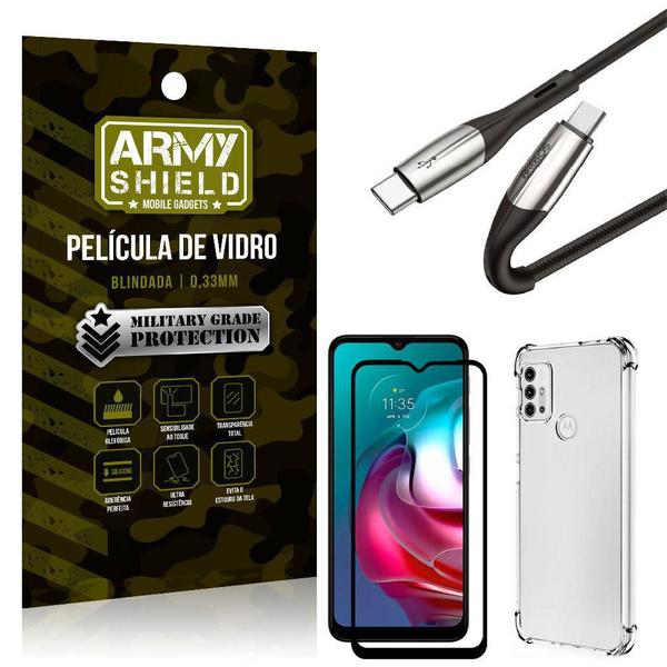 Imagem de Cabo Usb Tipo C Para Usb-C Hs-167 Moto G30+Capa+Película 3D