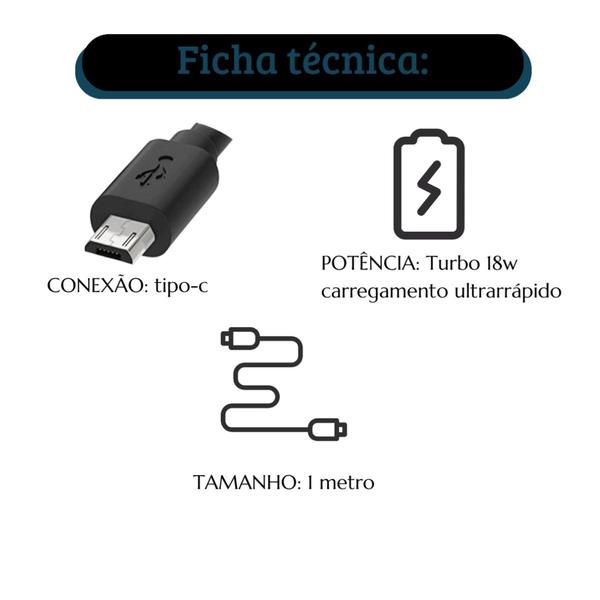 Imagem de Cabo Usb Turbo tipo-c  para LG K41 K41s K50s K51s K52 K61 K62 K71 carregamento e dados