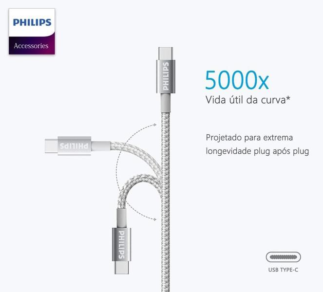 Cabo Usb Type-c Philips Dlc2528b Série Premium Alumínio Imagem de Cabo Usb Type-c Philips Dlc2528b Série Premium Alumínio