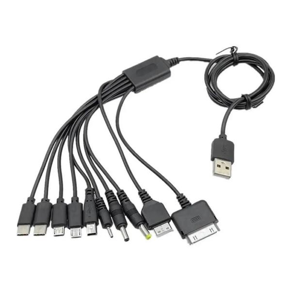 Imagem de Cabo USB Universal 10 em 1 - Multi Carregador para Celular, Fone de Ouvido e Alto-falante