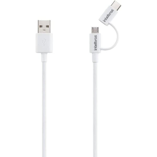 Imagem de Cabo Usb X Micro Usb+Usb Tipo C 1.2M Intelbras - Branco