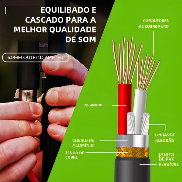 Imagem de Cabo XLR Macho/Fêmea para Microfone - Extensão Profissional para Gravação e Mixagem de Áudio