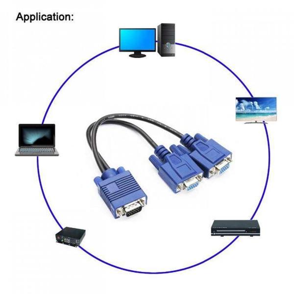 Imagem de Cabo Y Vga 1 Vga Macho Para 2 Vga Fêmea De Qualidade Cabo 29,5cm YVGA