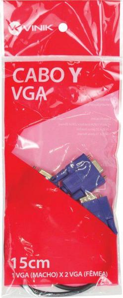 Imagem de Cabo y vga macho x 2 vga femea 15 pinos avy-1m/2f