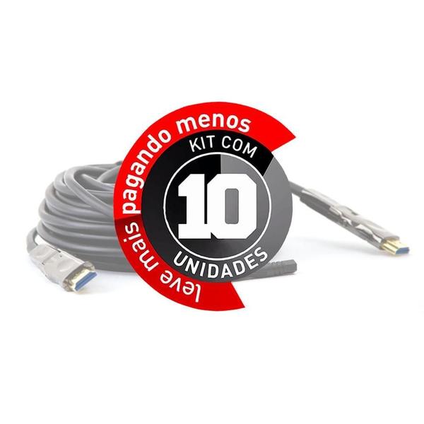 Imagem de Cabos 2 Em 1 Hdmi 2.0 4K Fibra Óptica 15 Metros - Kit 10