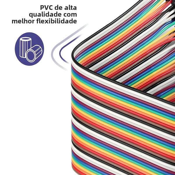 Imagem de Cabos De Ligação De Fio Dupont Multicoloridos 40 Pinos 20cm 120 Peças Macho Para Fêmea Placa De