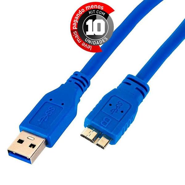 Imagem de Cabos Usb A Para Micro B 3.0 5Gbps - 1,5 Metro - Kit Com 10