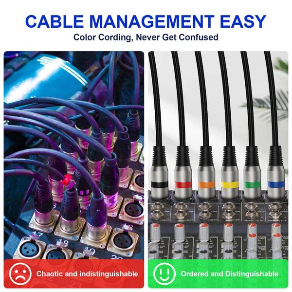 Imagem de Cabos XLR Heams Professional, pacote com 6, 7,6 m, trançados sem ruído