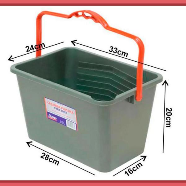 Imagem de Caçamba Plástica P/ Rolo De Pintura Bandeja 10 Litros Com Alça - Roma