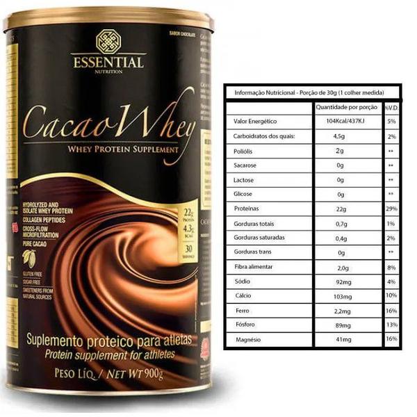 Imagem de Cacao Whey Essential Nutrition - Cacau Gourmet - (450g) - Proteina Hidrolisada e Isolada