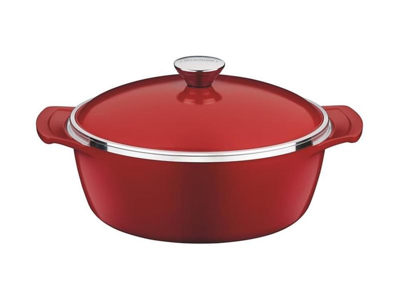 Imagem de Cacarola 26cm 5 0l lyon vermelho aluminio com revestimento antiaderente e silicone tramontina