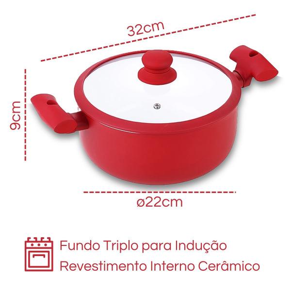 Imagem de Caçarola Alumínio Revestida Cerâmica Ideal Fogão De Indução