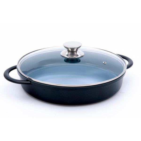 Caçarola Baixa 30cm Cerâmica Hercules Tampa Indução Preta - Hercules Mundial Imagem de Caçarola Baixa 30cm Cerâmica Hercules Tampa Indução Preta