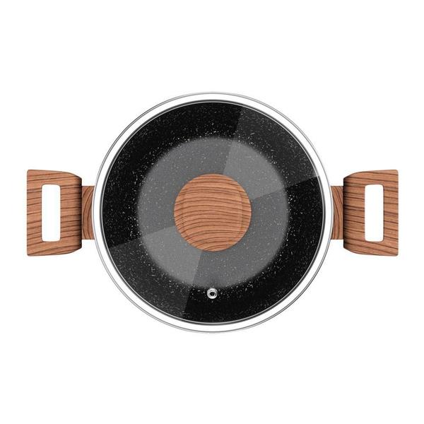 Caçarola ColorStone 22 cm Wooden com Tampa de Vidro - Euro - Euro Home Imagem de Caçarola ColorStone 22 cm Wooden com Tampa de Vidro - Euro