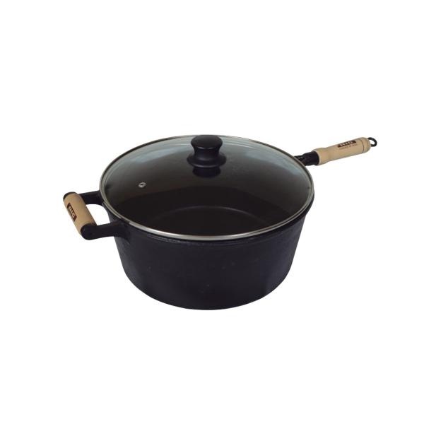 Cacarola de Ferro Com Cabo e Tampa de Vidro 1,8 Lt - Rig Fundidos Imagem de Cacarola de Ferro Com Cabo e Tampa de Vidro 1,8 Lt