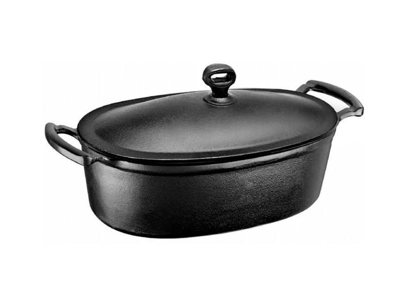 Caçarola de Ferro Fundido Oval Com Alça Tampa de Ferro 5,0 L - Rig Fundidos Imagem de Caçarola de Ferro Fundido Oval Com Alça Tampa de Ferro 5,0 L