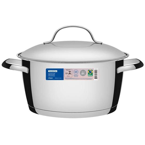 Imagem de Caçarola Funda Tramontina Allegra em Aço Inox com Fundo Triplo 18 cm 2,2 L 62654181