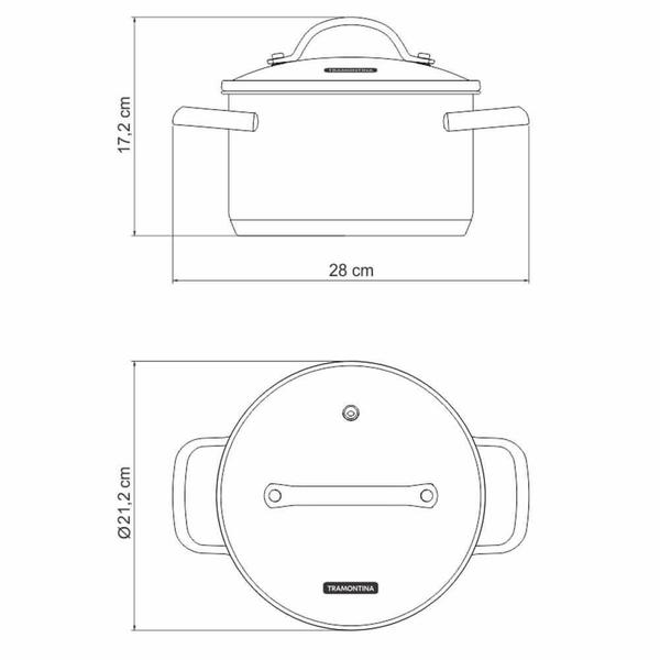 Imagem de Caçarola Funda Tramontina Una em Aço Inox com Fundo Triplo e Tampa de Vidro 20 cm 3,6 L 62284200