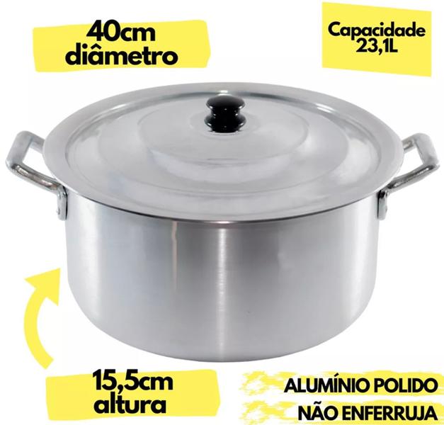 Imagem de Caçarola Grande N 40 Panela Industrial de Alumínio Linha Hotel Restaurante