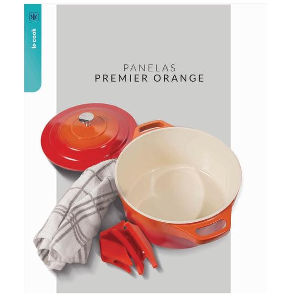 Imagem de CACAROLA LE COOK ORANGE 24CM 4,5L com PEGADORES DE SILICONE